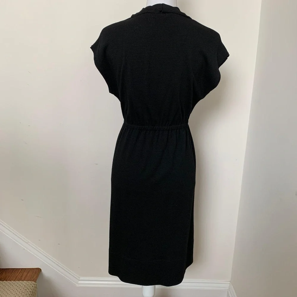 J. Crew Sz S Black Dress Drape Collar 100% Wool
